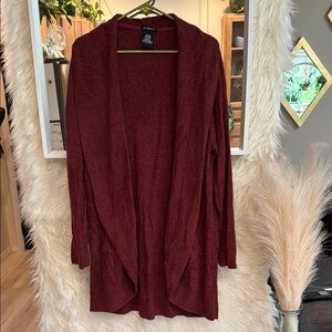 Max & Mia Deep Red Open Front Cardigan